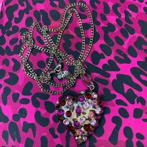 Betsey Johnson cheetah heart necklace RARE